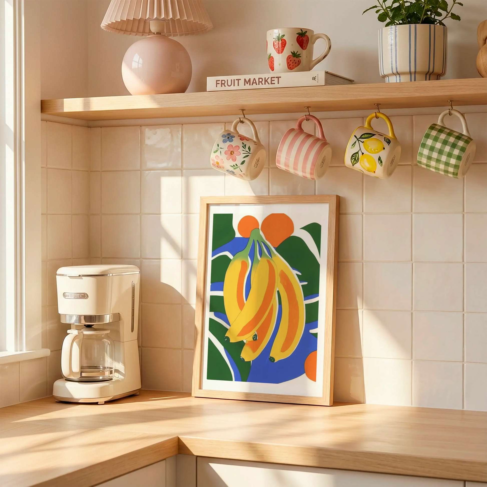Bananas and Oranges on Blue