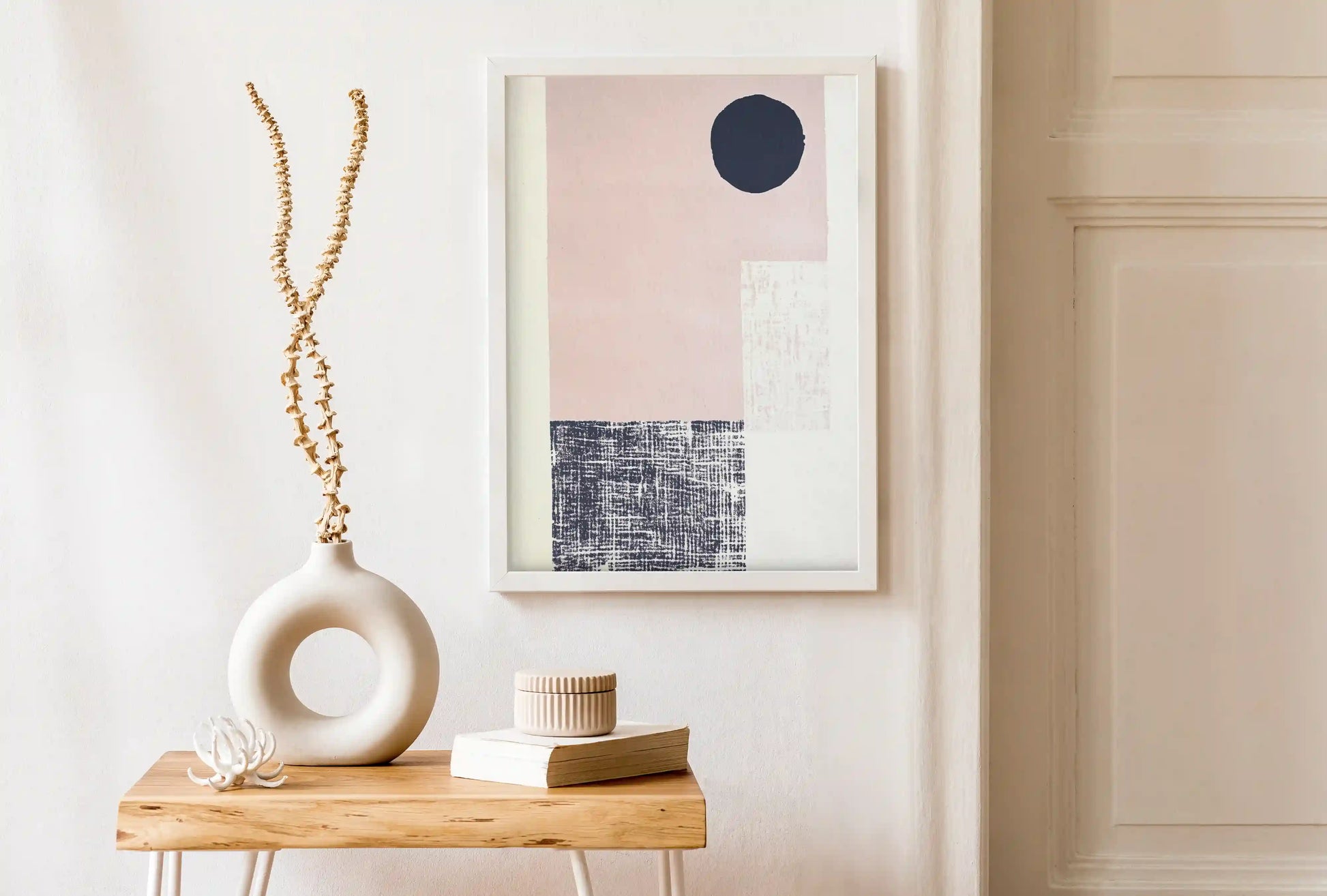 Black Circle on Pale Pink