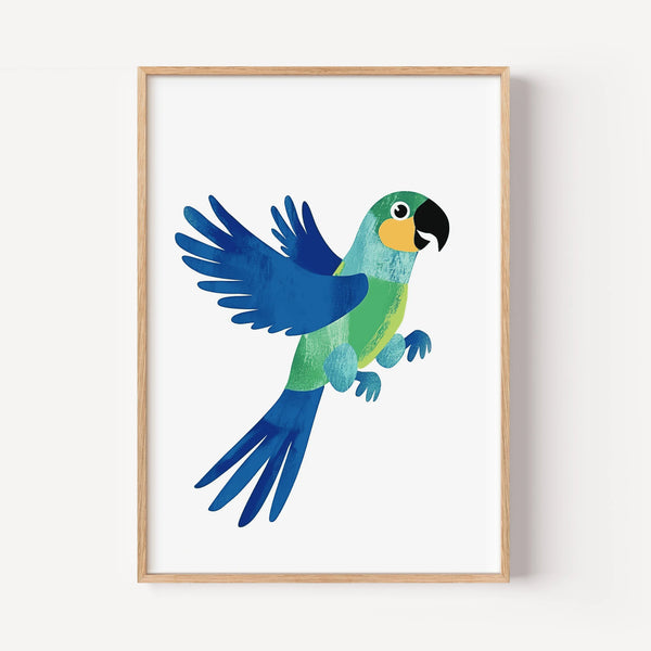 Blue Parrot Flying High