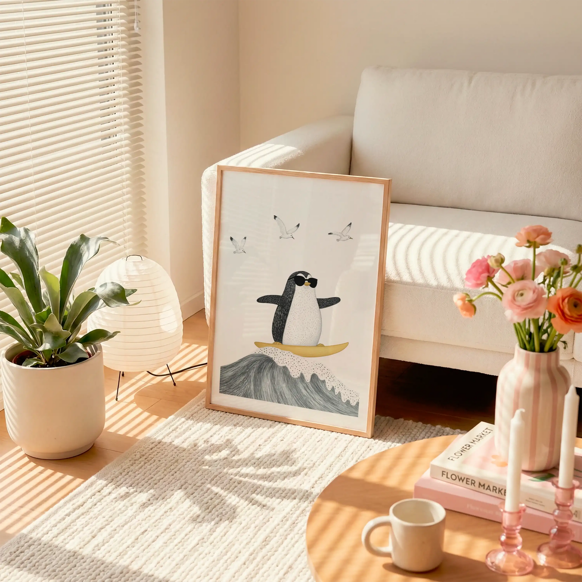 Cool Penguin On Waves