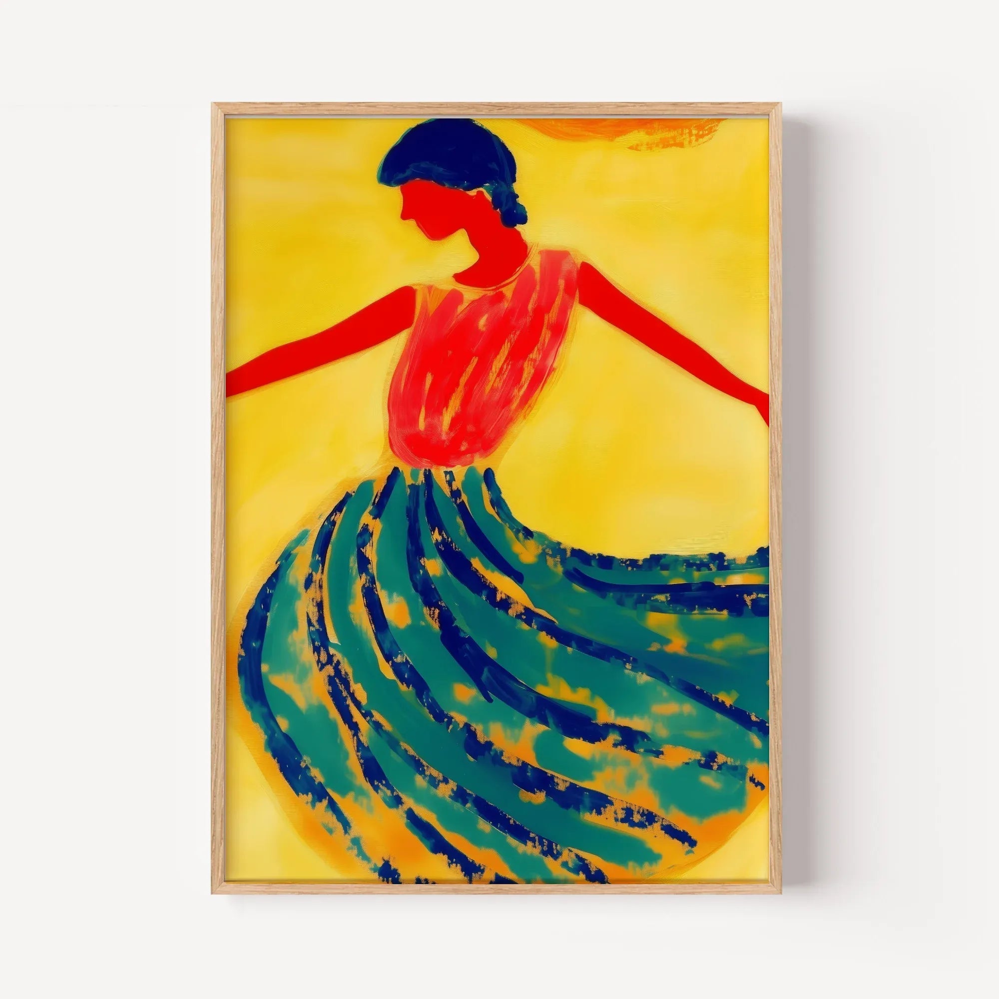Vibrant Dance in Amber and Teal